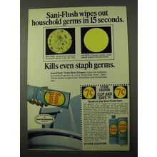 1971 Sani-Flush Toilet Bowl Cleaner Ad - Wipes Germs
