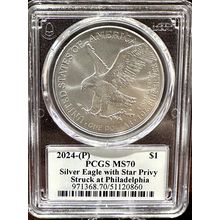 1 Oz Silver Ultra American Eagle 2024-P With Star Privy PCGS MS70