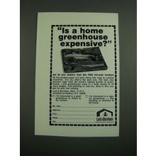 1974 Lord & Burnham Greenhouses Ad - Is a Home Greenhouse Expensive?