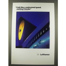 1986 Lufthansa Airlines Ad - I Felt Like a Welcomed Guest Visiting Friends