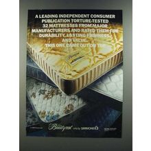 1986 Simmons Beautyrest Mattress Ad - Consumer Publication Torture-Tested