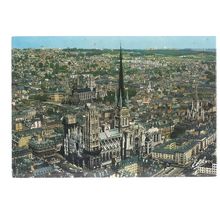aerial view of ROUEN CATHEDRAL, FRANCE unused postcard =