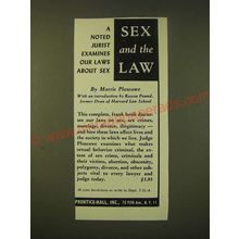 1951 Prentice-Hall Ad - Sex and The Law by Morris Ploscowe