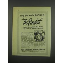 1949 Pan American World Airways Ad - Sleep your way to New York on the President