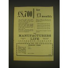 1963 The Manufacturers Life Insurance Ad - £8,700 for £3 monthly