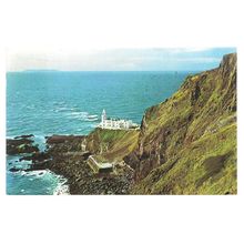 HARTLAND POINT LIGHTHOUSE and LUNDY ISLAND vintage used postcard 1969 pm =