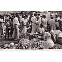 Market Scene Roaming Bazar Colombo Real Photo Postcard