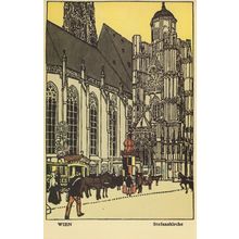 Wien Stefanskirche Austria Shopping Square Painting Postcard