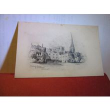 bishop,s palace CHICHESTER CATHEDRAL by George Fossick SUSSEX unused postcard #