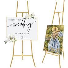 Gold Easel Stand for Sign - Heavy Duty Metal Freestanding Adjustable Display Sta