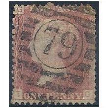 1858 SG43 1d Red Plate 136 Good Used Check Letters "TG".