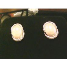 Vintage Napier Gold Faux Cream Pearl Post Stud Retro Earrings