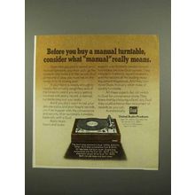 1975 Dual 1229Q Turntable Ad - What Manual Means