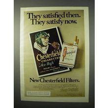1975 Chesterfield Cigarettes Ad - Satisfied Then