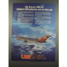 1985 USAir Airline Ad - By 8a.m., 108 of 124 Planes Are In The Air