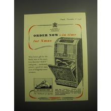 1948 H.M.V. Model 1608 Radiogram Ad - Order now - in time for Xmas