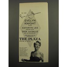 1951 The Plaza Hotel Ad - The new Persian Room Evelyn Knight sings Kathryn Lee