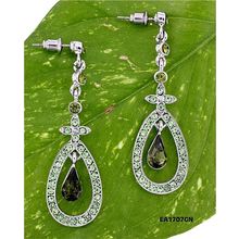 Crystal Open Tear Drop earrings - Green - ER-EA1707GN