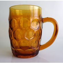 Vintage Amber Glass 1 Pint Beer Mug, Tankard.