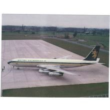 BOEING 707 AIRCRAFT BRITISH CALEDONIAN . AT MANCHESTER AIRPORT CARD NO W 49
