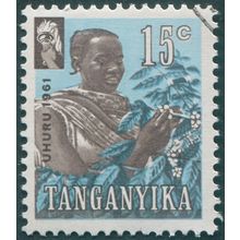 Tanganyika 1961 15c sepia & blue SG110 CTO