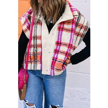 Rose Sherpa Plaid Jacket Vest
