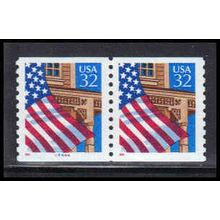 2913v 32c U.S. Flag Over Porch Very Fine MNH LGG CNP Left 44444 PA1708