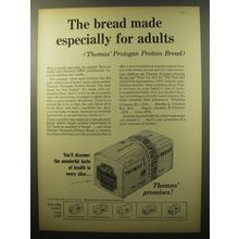 1960 Thomas' Protogen Protein Bread Ad - The bread made especially for adults