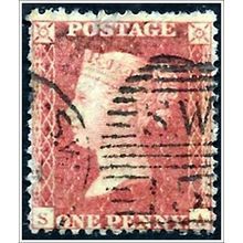 1855 -1857 Queen Victoria, 1819-1901 - Lge Crown Watermark 1d reddish brown C2//
