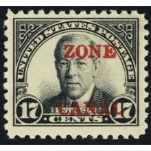 Canal Zone 91c, Mint VF NH 17¢ - "ZONE CANAL" Error - Stuart Katz