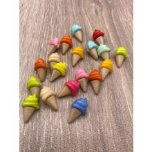 21x12mm Ice Cream Shank Buttons Acrylic Mixed Colours Knitting Card Making