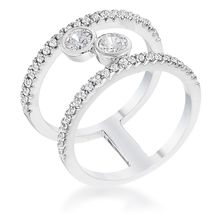 86Ct Rhodium Plated Floating Bubbles CZ Ring