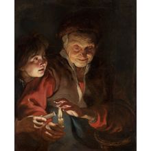 old woman and boy with candle Poster Canvas Movie Film Print A0 A1 A2 A3 A4 A5 A