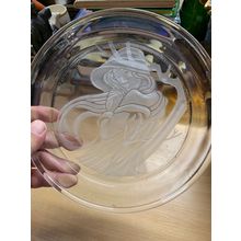 1981 Signed Michael Yates Lead Crystal Hand Engraved Glass Plate "Angelica" (P6)