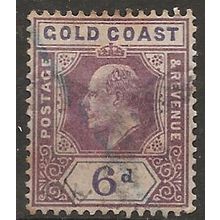 Gold Coast 1909 SG64 6d Dull & Deep Purple Wmk Multi Crown CA Fine Used. .