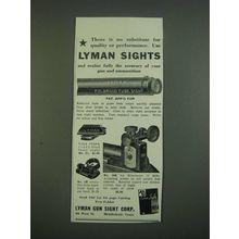 1939 Lyman Sights Ad - Polaroid Tube Sight, No. 31, No. 5B and No. 58E