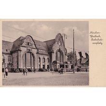 Munchen Gladbach Bahnhofsvorplatz Swastika Flags Old German Postcard