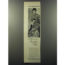 1953 Saks Fifth Avenue Dress by Townfield Ad - S.F.A.'s own silk Geometry prize