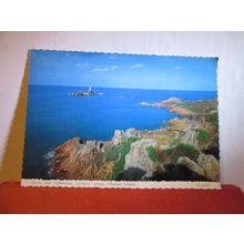 ROCKS AND LIGHTHOUSE, CORBIERE, JERSEY, CHANNEL ISLES used postcard 1983 pm #