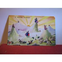 A WELSH SUNSET used vintage postcard by Valentine 1953 postmark =