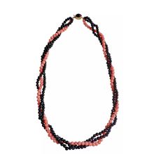 Multi-Strand Necklace - pink and black swirl .