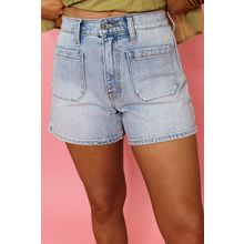 Beau Blue Light Wash High Rise Denim Shorts