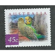 AUS 2001 45c (S/A) 'FLORA AND FAUNA-BIRDS- BUDG (P12.5X13)FINE USED (EBID41-367)