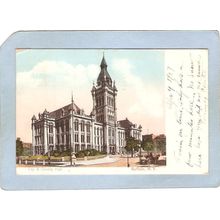 New York Buffalo City & County Hall w/Horse & Wagon Undivided Back ny_box4~2722