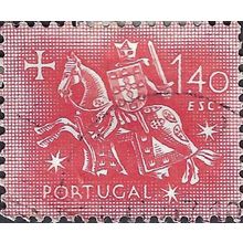 PORTUGAL, King Dinis, horseback, carmine 1953, 1.40Esc