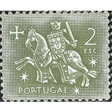 PORTUGAL, King Dinis, horseback, olive-grey 1953, 2Esc