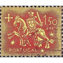 PORTUGAL, King Dinis, horseback, orange 1953, 1.50Esc