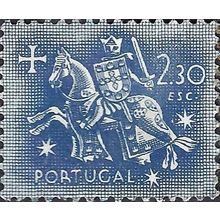 PORTUGAL, King Dinis, horseback, blue 1953, 2.30Esc