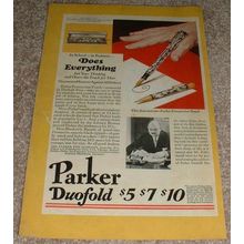 1929 Parker Duofold Pen Ad, Modern Black & Pearl!