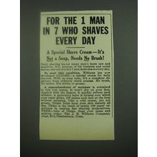 1939 J.B. Williams Glider Shaving Cream Ad - 1 Man in 7